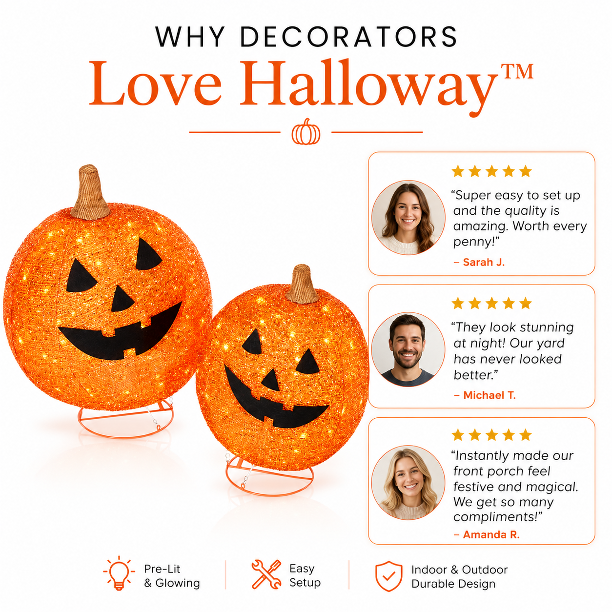 Halloway™ Light-Up Pumpkin Set